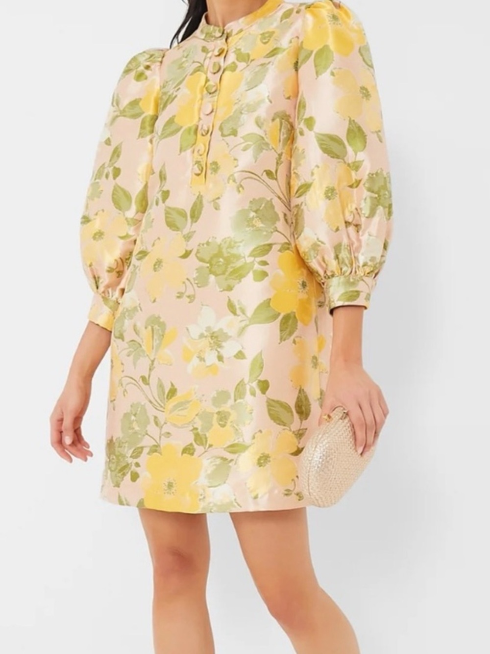 Tuckernuck Pink Floral Mini Dress with Yellow and Green Accents